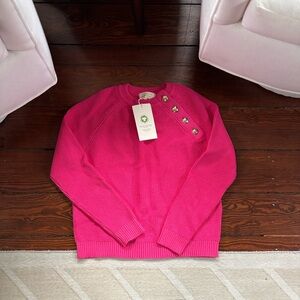 Sézane Fuchsia Button-Accent Sweater